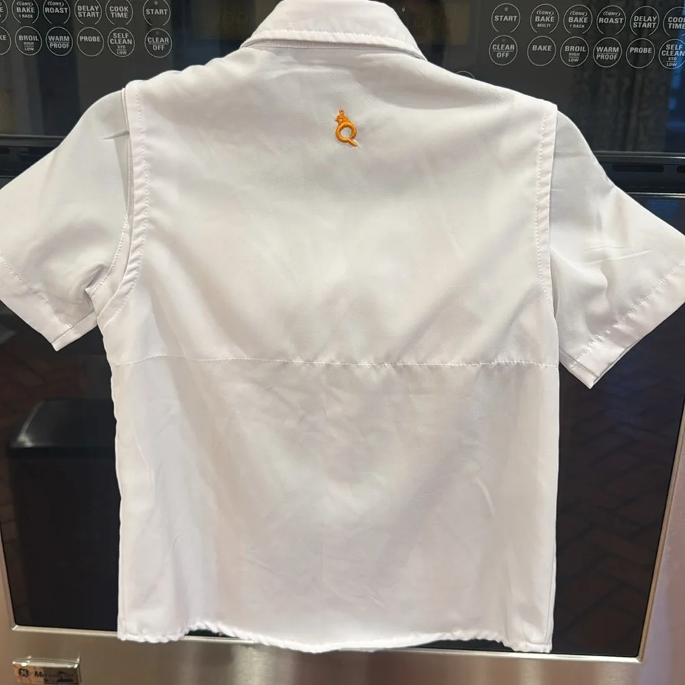 Blue Quail - Boys Guayabera- White & Orange Short Sleeve Shirt - Size: 4T - Picture 3 of 4